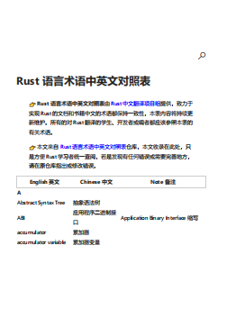 Rust 语言术语中英文对照表 + rustlings小练习