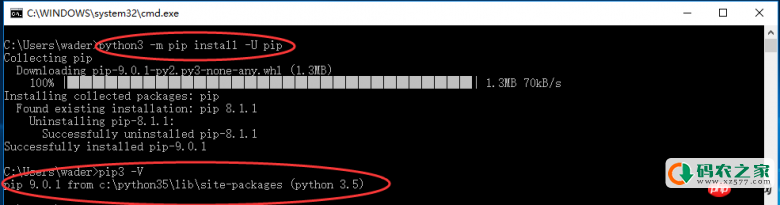 在windows10里python3.5 pip3应该如何安装