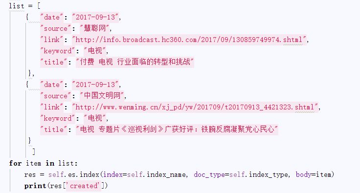 Python 操作 ElasticSearch的完整代码