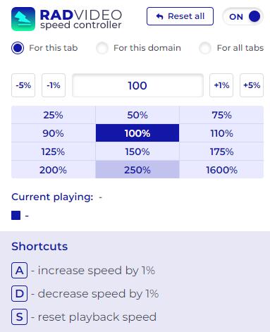 Rad Video Speed Controller