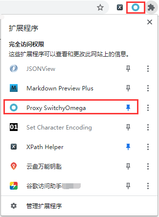 Proxy SwitchyOmega